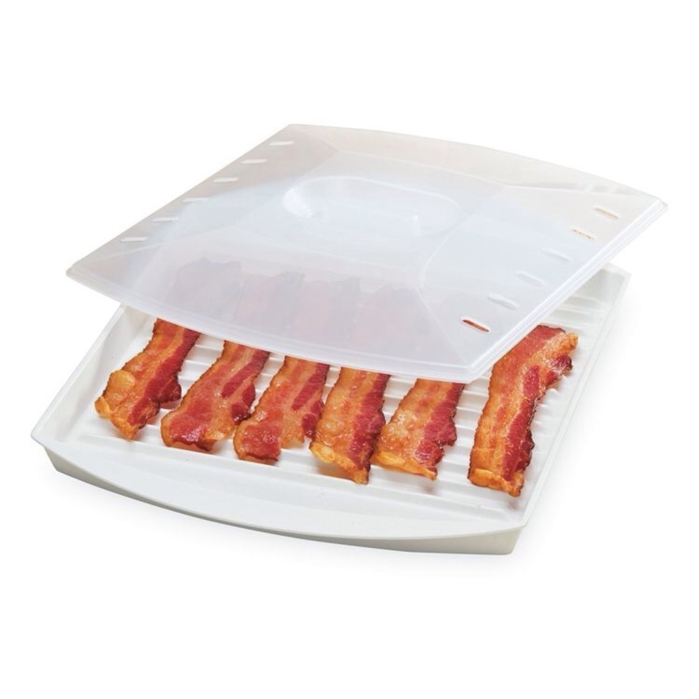 Progressive Microwavable Bacon Grill - Nonstick, Easy-Clean, White